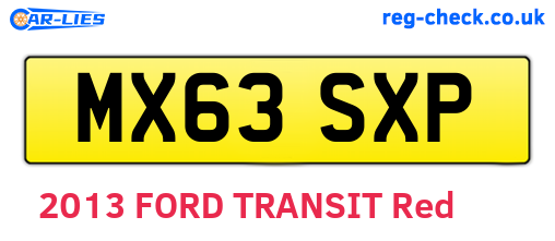 MX63SXP are the vehicle registration plates.
