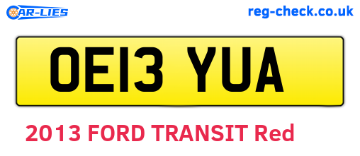 OE13YUA are the vehicle registration plates.