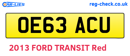 OE63ACU are the vehicle registration plates.