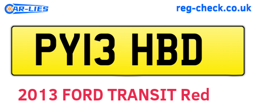 PY13HBD are the vehicle registration plates.
