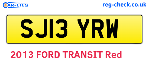 SJ13YRW are the vehicle registration plates.