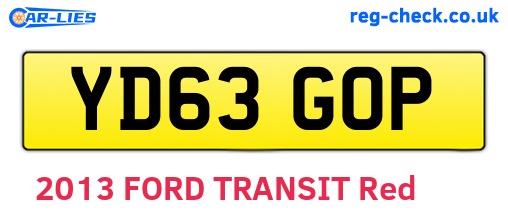 YD63GOP are the vehicle registration plates.