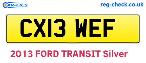 CX13WEF are the vehicle registration plates.