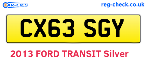CX63SGY are the vehicle registration plates.