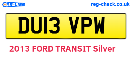 DU13VPW are the vehicle registration plates.
