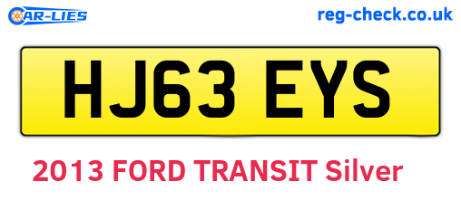 HJ63EYS are the vehicle registration plates.