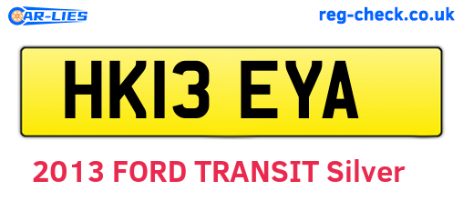 HK13EYA are the vehicle registration plates.
