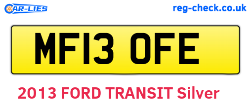MF13OFE are the vehicle registration plates.