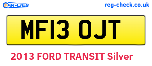 MF13OJT are the vehicle registration plates.