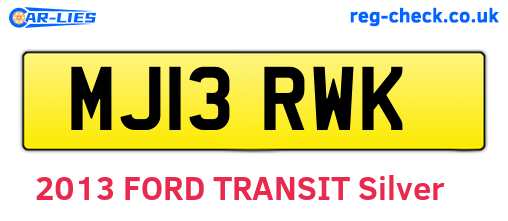 MJ13RWK are the vehicle registration plates.