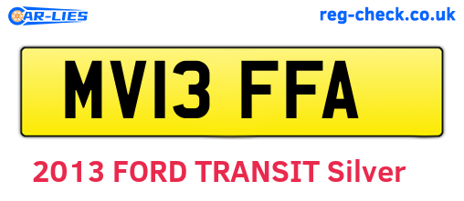 MV13FFA are the vehicle registration plates.