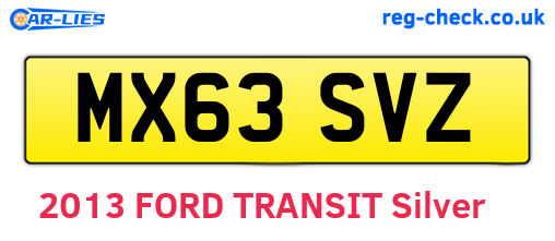 MX63SVZ are the vehicle registration plates.