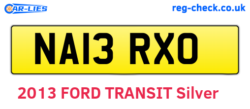 NA13RXO are the vehicle registration plates.