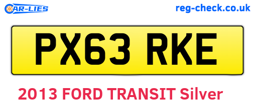 PX63RKE are the vehicle registration plates.