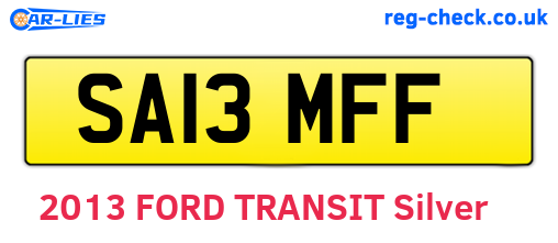 SA13MFF are the vehicle registration plates.