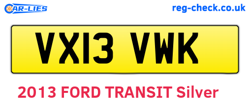 VX13VWK are the vehicle registration plates.