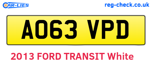 AO63VPD are the vehicle registration plates.