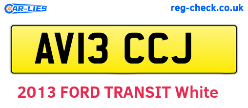 AV13CCJ are the vehicle registration plates.