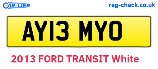 AY13MYO are the vehicle registration plates.