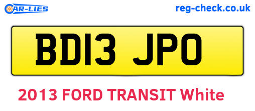 BD13JPO are the vehicle registration plates.