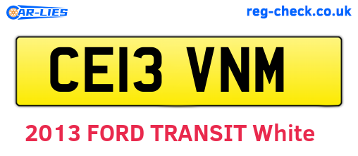 CE13VNM are the vehicle registration plates.