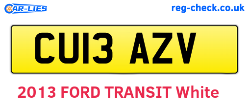 CU13AZV are the vehicle registration plates.