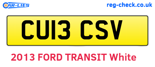 CU13CSV are the vehicle registration plates.