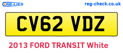 CV62VDZ are the vehicle registration plates.