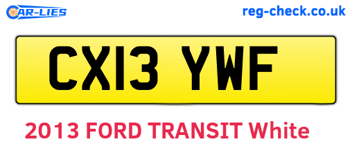 CX13YWF are the vehicle registration plates.