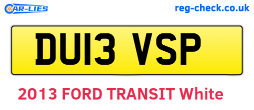 DU13VSP are the vehicle registration plates.
