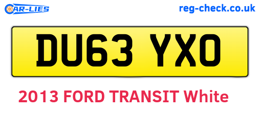 DU63YXO are the vehicle registration plates.