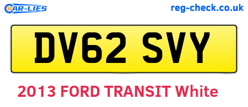DV62SVY are the vehicle registration plates.