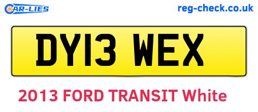 DY13WEX are the vehicle registration plates.