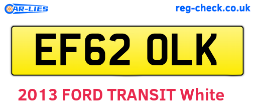 EF62OLK are the vehicle registration plates.