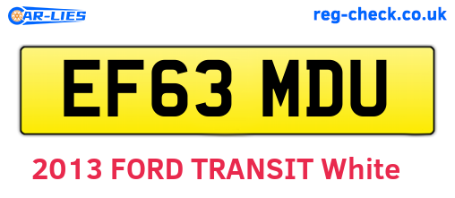 EF63MDU are the vehicle registration plates.