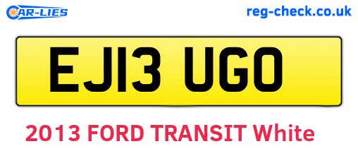 EJ13UGO are the vehicle registration plates.