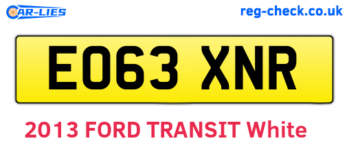 EO63XNR are the vehicle registration plates.