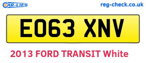 EO63XNV are the vehicle registration plates.
