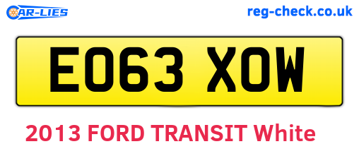 EO63XOW are the vehicle registration plates.