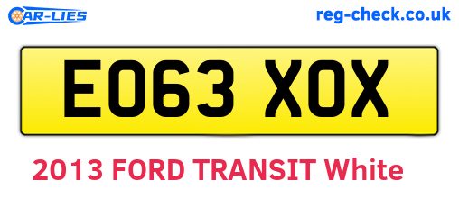 EO63XOX are the vehicle registration plates.