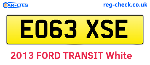 EO63XSE are the vehicle registration plates.