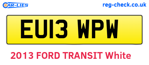 EU13WPW are the vehicle registration plates.