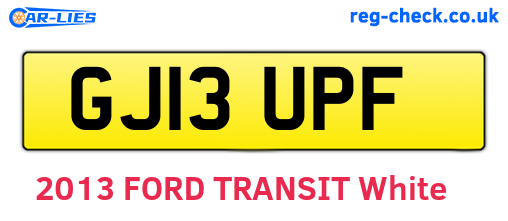 GJ13UPF are the vehicle registration plates.
