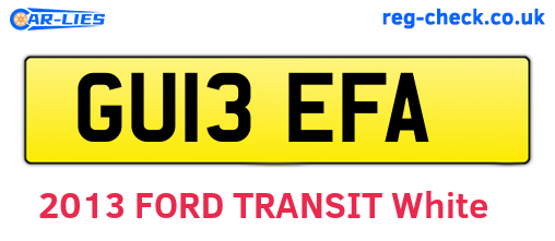 GU13EFA are the vehicle registration plates.