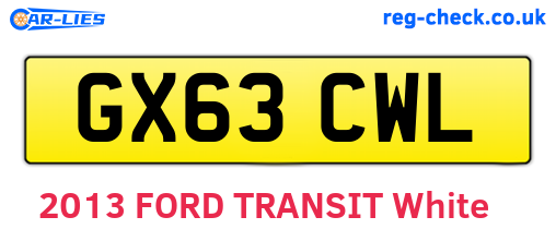 GX63CWL are the vehicle registration plates.