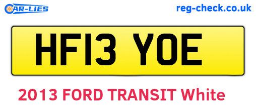HF13YOE are the vehicle registration plates.