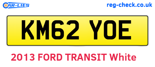KM62YOE are the vehicle registration plates.