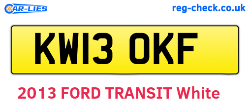KW13OKF are the vehicle registration plates.