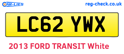 LC62YWX are the vehicle registration plates.
