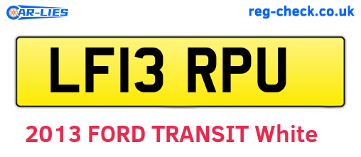LF13RPU are the vehicle registration plates.